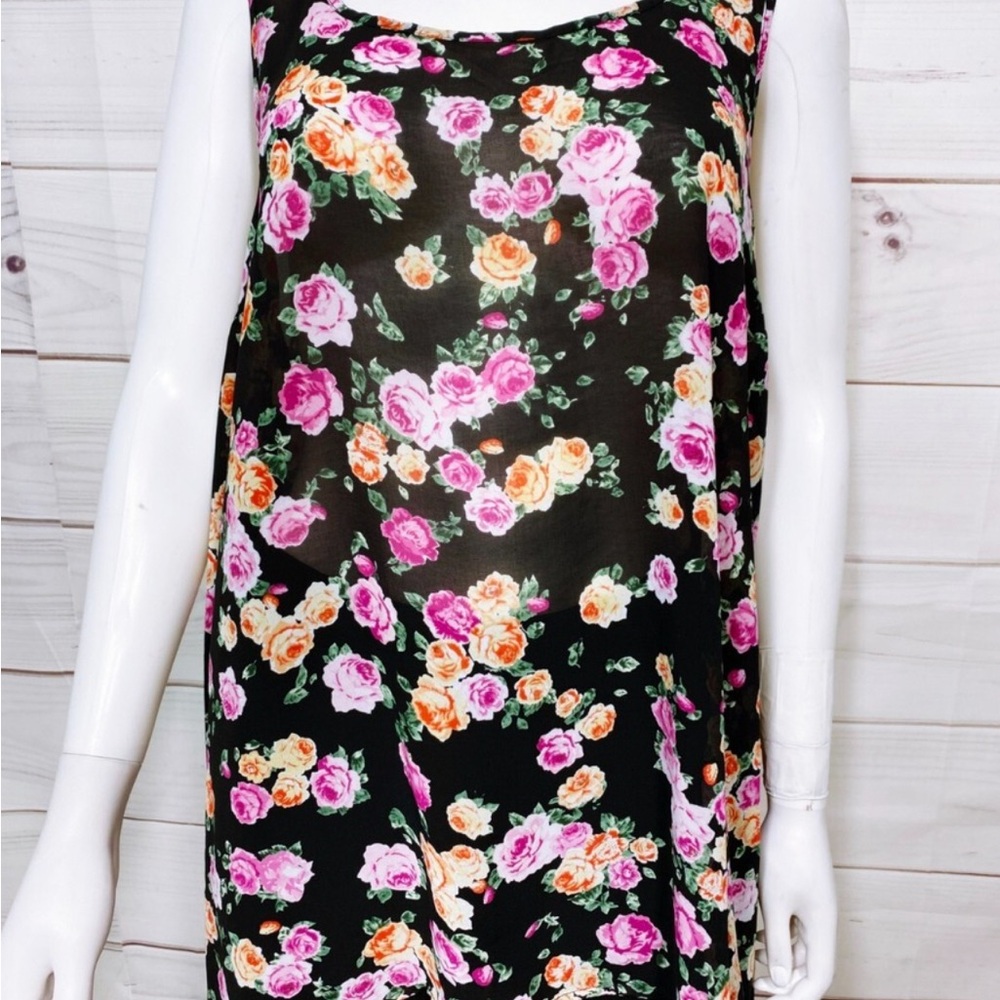 Torrid Black And Pink Floral Top (sz 2) Torrid Womens Hi Low Tank